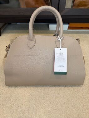 Anna Paola - Italian Cappuccino Leather Satchel Handbag